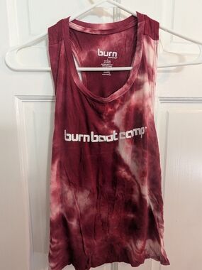 Burn Boot Camp Tie-Dye Tank Top - Burgundy White